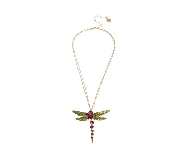 Betseyjohnson Opulent Floral Dragonfly Necklace Pink