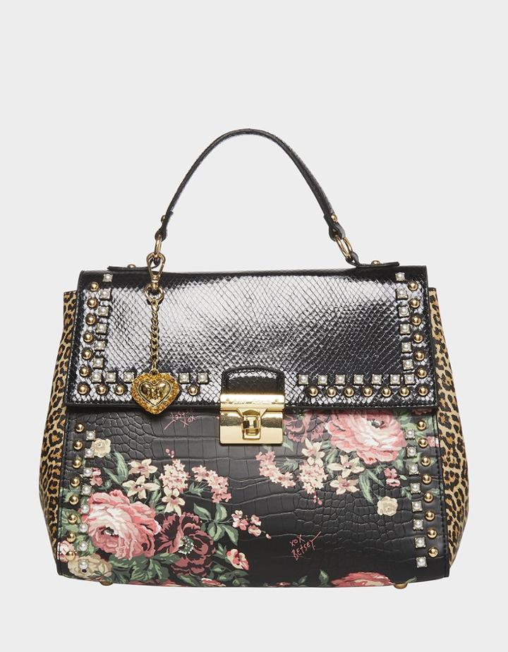 Betseyjohnson Vintage Vibes Studded Satchel Floral