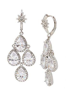 Steve Madden Betsey Blue Teardrop Chandelier Earrings Crystal