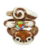Steve Madden Mini Critters Squirrel Stack Rings Brown