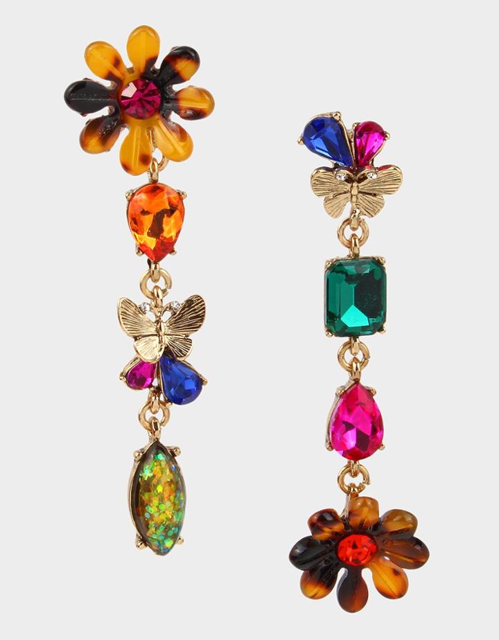 Betseyjohnson Betseys Daydream Flower Linear Earrings Multi