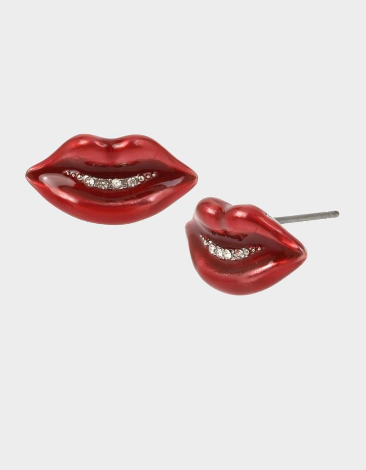 Betseyjohnson Snack Attack Lip Stud Earrings Red