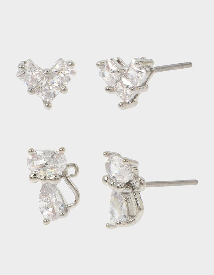 Betseyjohnson Crystal Cuties Duo Stud Set Crystal