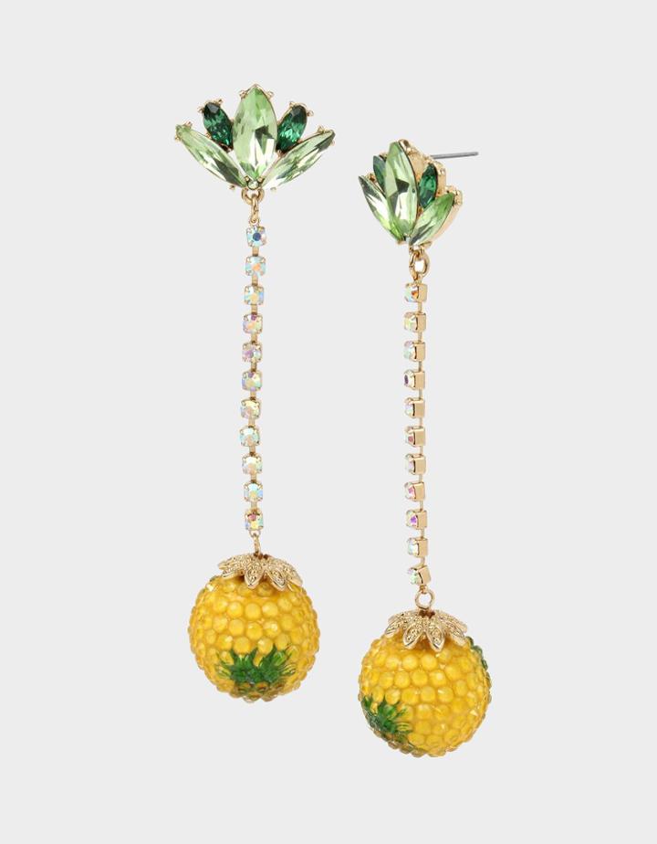 Betseyjohnson Summer Picnic Pineapple Linear Earrings Yellow