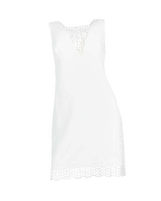 Steve Madden Lattice Openwork Shift Dress White