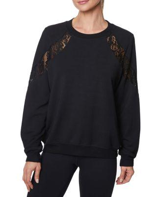 Steve Madden Lovely Lace Inset Sweatshirt Black