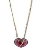 Steve Madden Hearts And Arrows Folded Heart Pendant Red