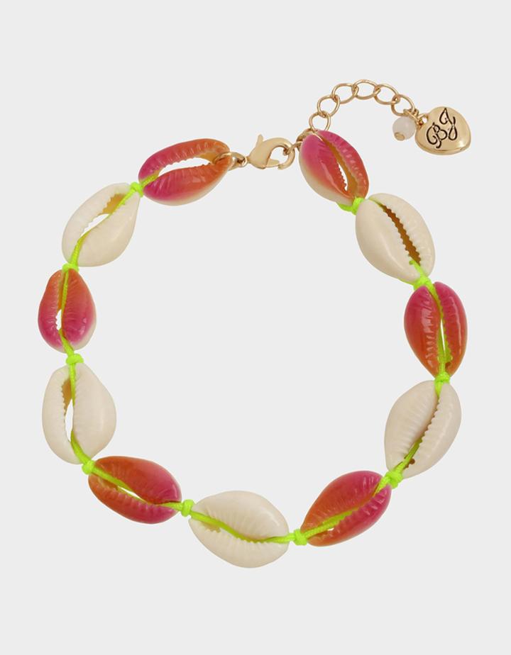 Betseyjohnson Catch The Wave Puka Anklet Pink