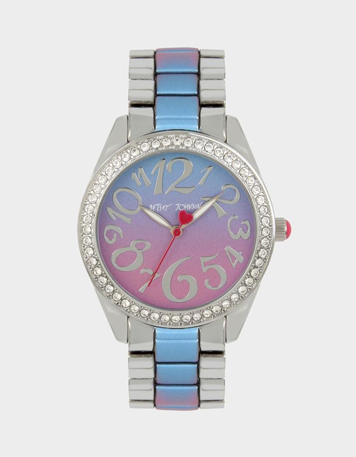 Betseyjohnson Rainbow Face Blue Multi Watch Blue Multi