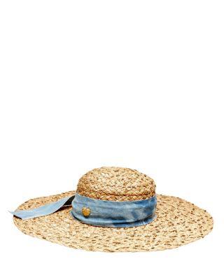 Steve Madden Sequin Floppy Hat With Denim Band Natural