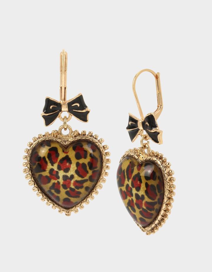 Betseyjohnson Leaping Leopards Drop Earrings Leopard