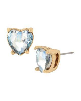 Steve Madden Anchors Away Heart Stud Earrings Blue
