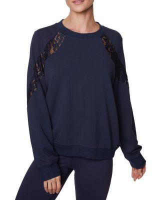 Steve Madden Lovely Lace Inset Sweatshirt Navy