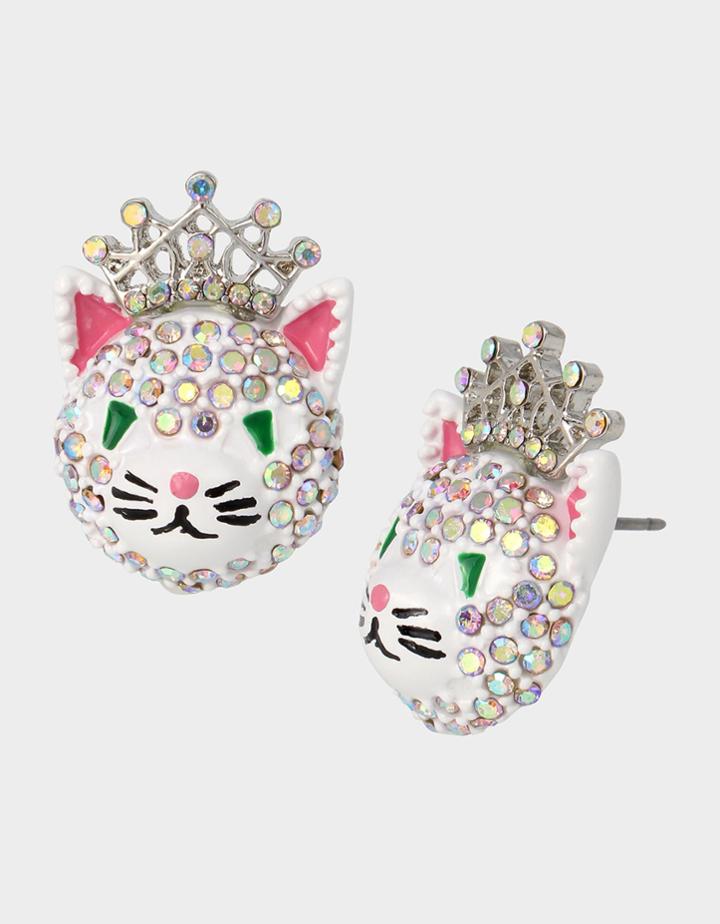 Betseyjohnson Holiday Whimsy Fairy Cat Studs White