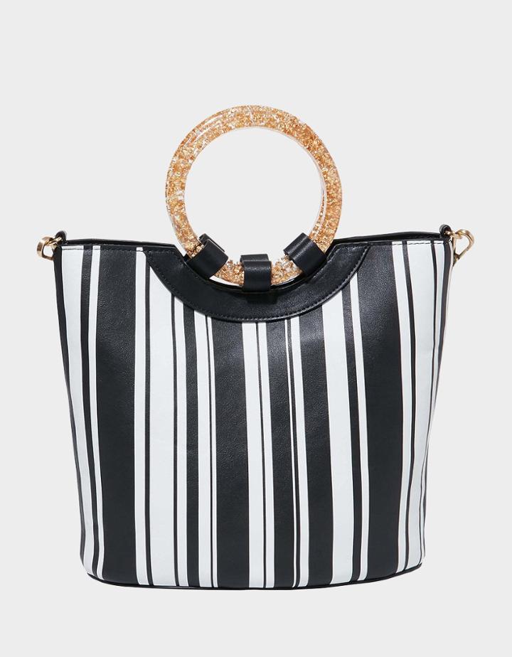 Betseyjohnson Confetti Rings Medium Bucket Bag Black-white