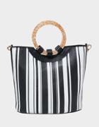 Betseyjohnson Confetti Rings Medium Bucket Bag Black-white