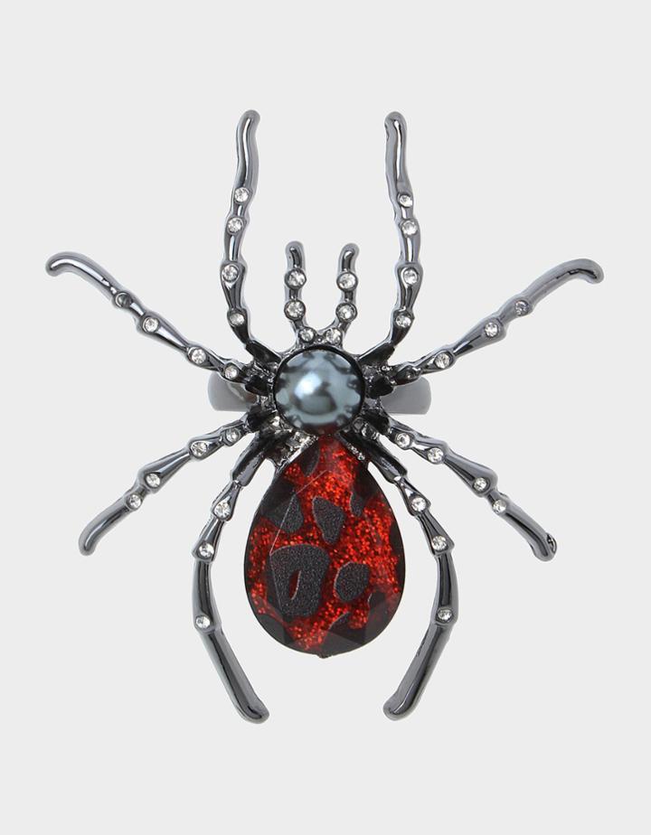 Betseyjohnson Glampire Spider Statement Ring Red