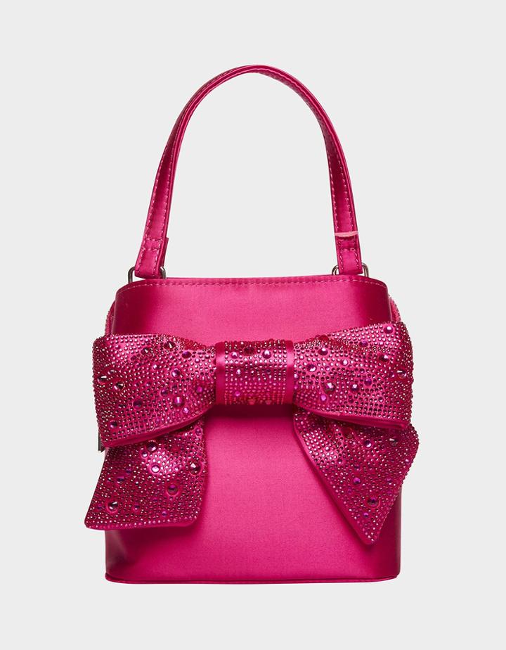 Betseyjohnson Glitteratzi Bow Top Handle Bag Fuchsia