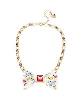 Steve Madden Sweet Shop Bow Frontal Necklace Multi