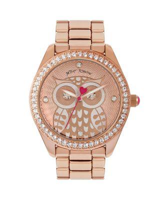 Steve Madden Betseys Holiday Owl Watch Rose Gold
