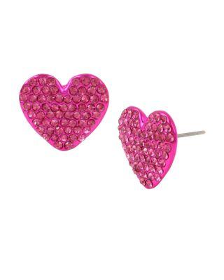 Steve Madden Fruity Petals Heart Stud Earrings Pink
