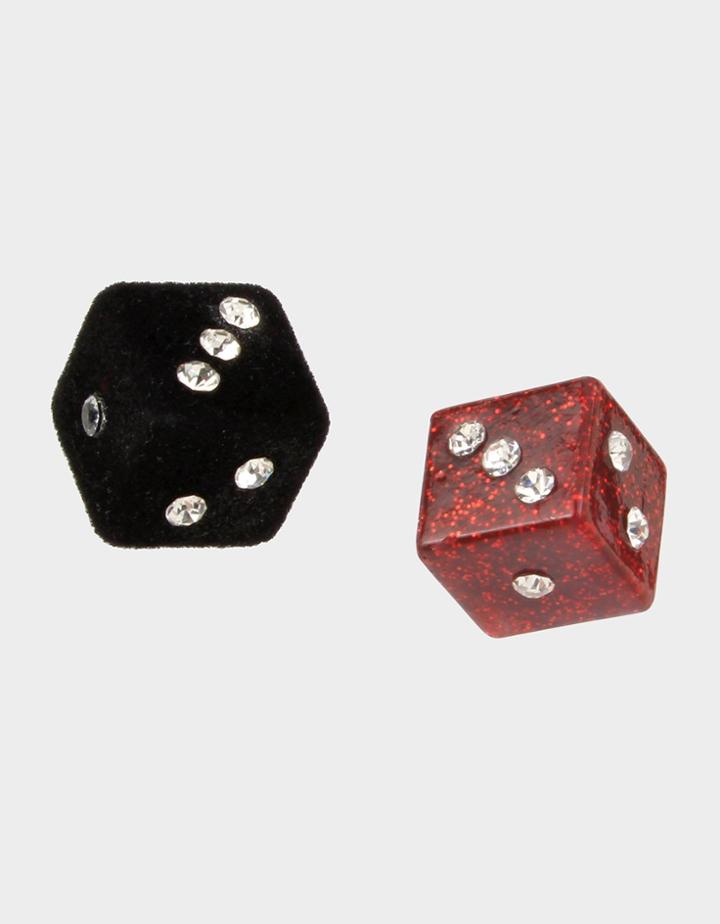 Betseyjohnson Retro Glam Dice Stud Earrings Red