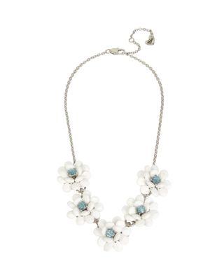 Steve Madden Blue La La Flower Frontal Necklace Blue