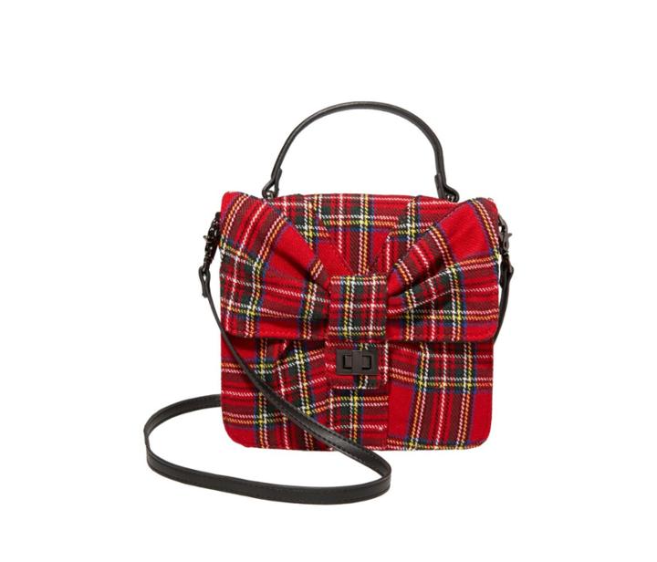Betseyjohnson Bowtastic Top Handle Crossbody Plaid