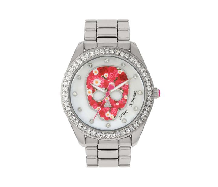 Betseyjohnson Flower Face Skull Watch Silver