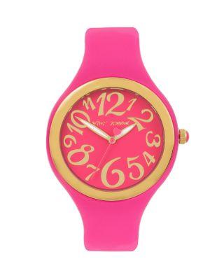 Steve Madden Sporty Betsey Pink Silicone Boxed Watch Pink