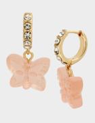 Betseyjohnson Gummy Butterfly Drop Hoops Coral