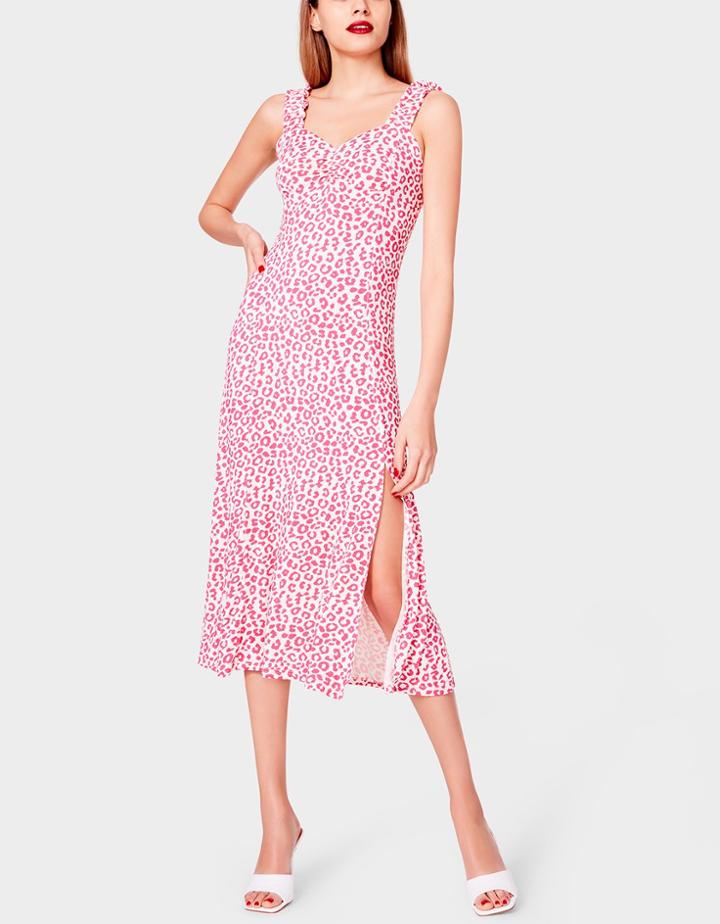Betseyjohnson Vintage Animal Rayon Spandex Midi Dress Pink