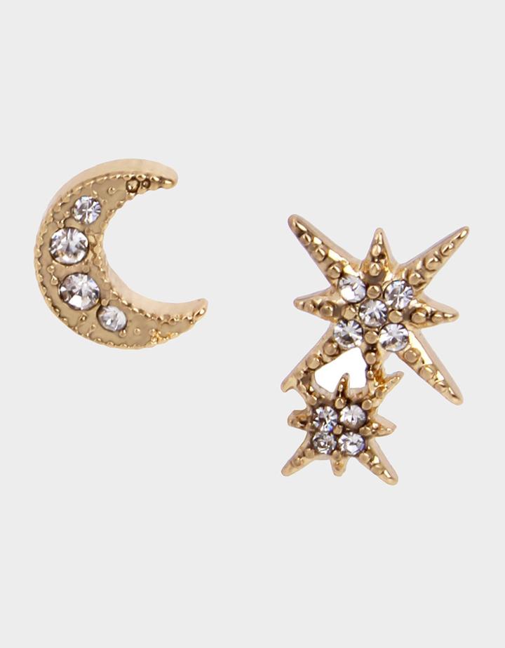 Betseyjohnson Celestial Moon Star Studs Crystal