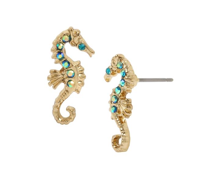 Betseyjohnson Festival Mermaid Seahorse Stud Earrings Blue