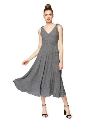 Steve Madden Tie-shoulder Midi Dress Black/white