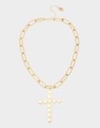 Betseyjohnson Pretty Pearl Cross Y Necklace Ivory
