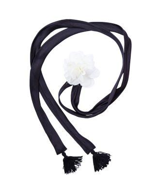Steve Madden Betseys Drama Flower Tie Scarf Ivory