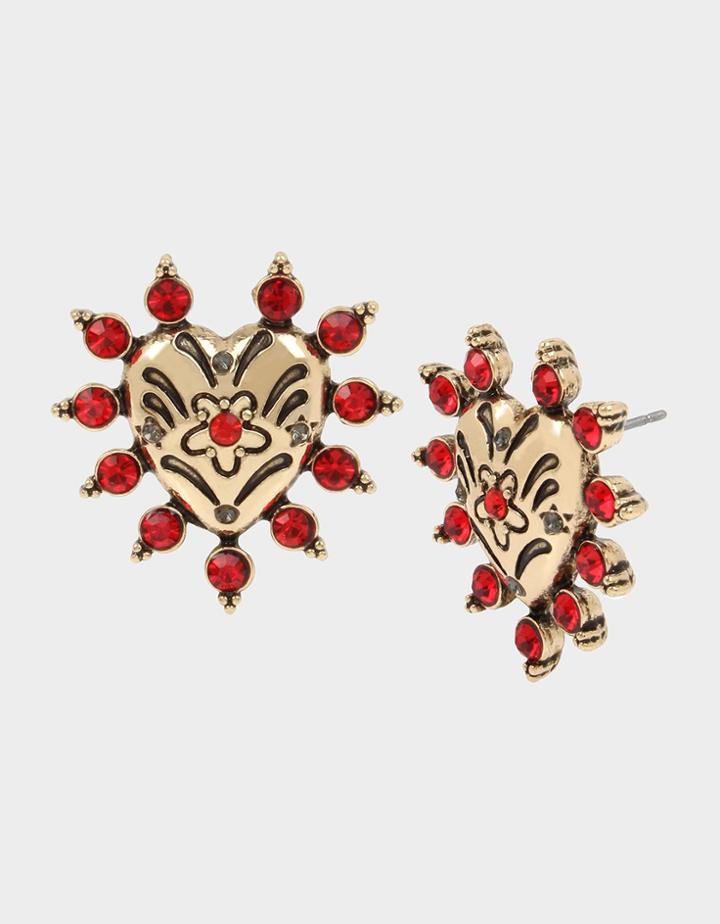 Betseyjohnson Rockin Riches Heart Stud Earrings Red