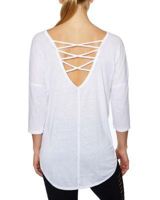 Steve Madden Acid Wash Criss Cross Pullover White