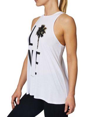 Steve Madden Palm Tree Love Racerfront Swing Tank White