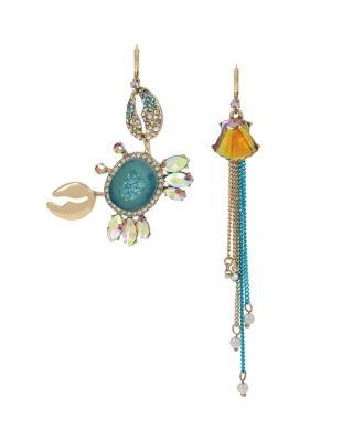 Steve Madden Crabby Couture Crab Mismatch Earrings Blue