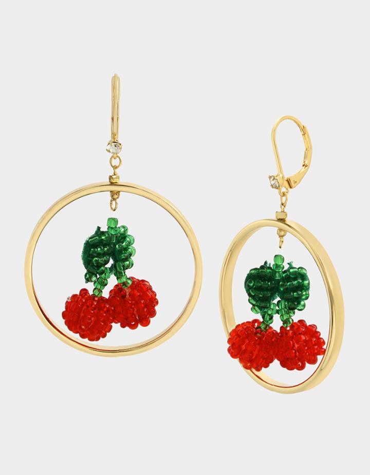 Betseyjohnson Forbidden Fruit Cherry Orbital Earrings Red