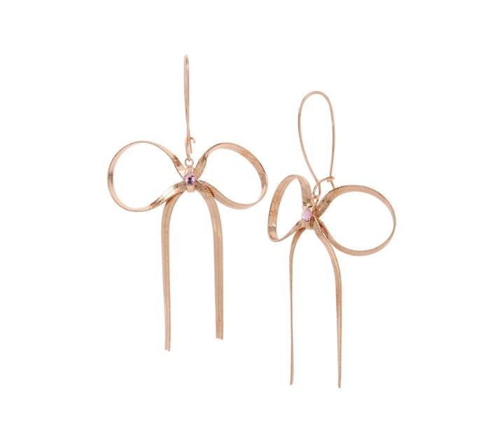 Betseyjohnson Bow Time Oil Slick Earrings Rose Gold
