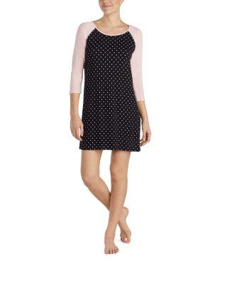 Steve Madden Heart And Soul Rayon Knit Sleep Tunic Black/pink