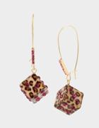 Betseyjohnson Retro Glam Dice Hook Earrings Leopard