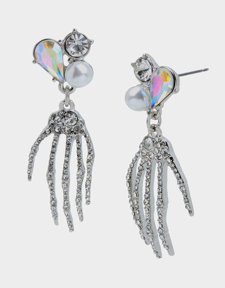 Betseyjohnson Glampire Skeleton Hand Earrings Crystal