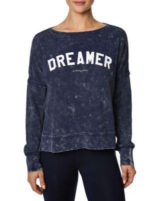 Steve Madden Dreamer Waffle Split Hem Tee Navy