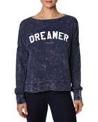 Steve Madden Dreamer Waffle Split Hem Tee Navy