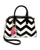 Steve Madden Suite Life Chevron Dome Satchel Black/white