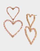 Betseyjohnson Crystal Cuties Double Heart Earrings Pink